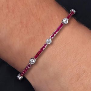 Milgrain Emerald Cut Ruby Sapphire Tennis Bracelets For Women Next Jewelry