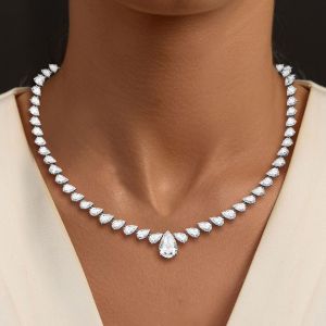 Pear Cut White Sapphire Wedding Necklace For Women Next Jewelry