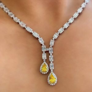 Two Tone Pear Cut Yellow Sapphire Negligee Necklace Women's Jewelry Next Jewelry