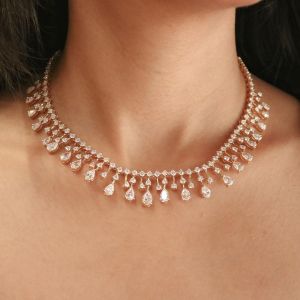 Golden Pear Cut White Sapphire Wedding Necklace Women's Jewelry Next Jewelry