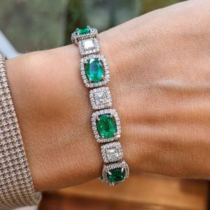 Halo Oval Cut Emerald Sapphire Bracelets For Women Next Jewelry