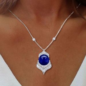 Round Cut Blue Sapphire Pendant Wedding Necklace Women's Jewelry Next Jewelry