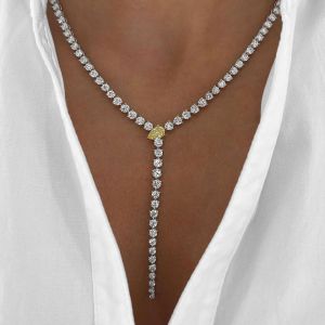 Two Tone Pear Cut Yellow Sapphire Lariat Necklace Women's Jewelry Next Jewelry