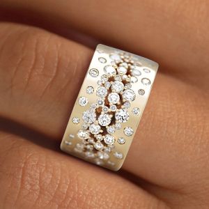 Golden Round Cut White Sapphire Wedding Band Next Jewelry