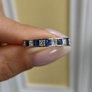 Princess Cut Blue Sapphire Wedding Band Women's Jewelry Next Jewelry