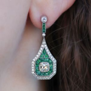 Milgrain Cushion Cut Emerald Sapphire Drop Earrings Women's Jewelry Next Jewelry