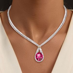 Oval Cut Ruby Sapphire Wedding Necklace For Women Next Jewelry