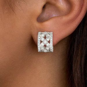 Flower Round Cut White Sapphire Hoop Earrings Women's Jewelry Next Jewelry