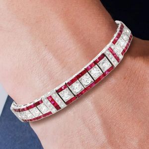 Milgrain Emerald Cut Ruby Sapphire Tennis Bracelets For Women Next Jewelry