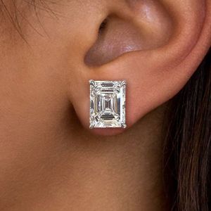 Emerald Cut White Sapphire Stud Earrings Women's Jewelry Next Jewelry