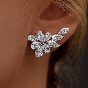 Cluster Design Pear Cut White Sapphire Stud Earrings Women's Jewelry Next Jewelry