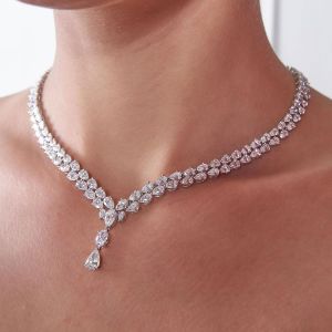 Double Row Pear Cut White Sapphire Wedding Necklace For Women Next Jewelry