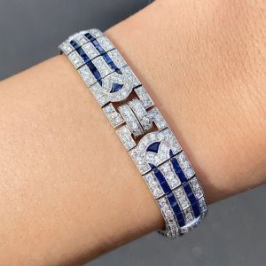 Milgrain Round Cut Blue Sapphire Bracelets For Women Next Jewelry