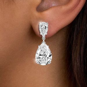 Pear Cut White Sapphire Jewelry Drop Earrings For Women Next Jewelry