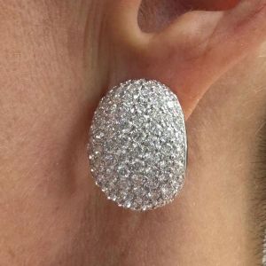 Pave Setting Round Cut White Sapphire Stud Earrings Women's Jewelry Next Jewelry