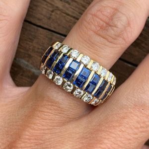 Asscher Cut  Blue Sapphire Wedding Band Women's Jewelry Next Jewelry