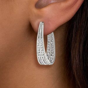 Multi Row Round Cut White Sapphire Hoop Earrings Women's Jewelry Next Jewelry