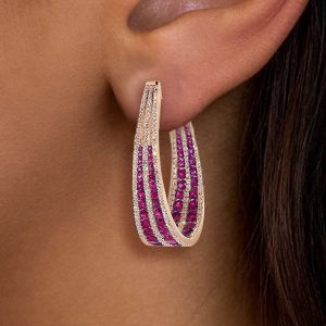 Multi Row Round Cut Ruby Sapphire Hoop Earrings Women's Jewelry Next Jewelry