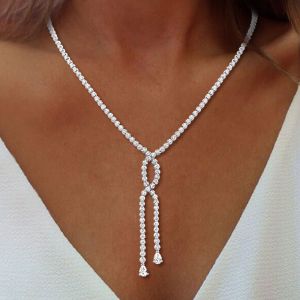 Round Cut White Sapphire Lariat Wedding Necklace For Women Next Jewelry