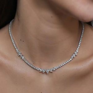 Pear Cut White Sapphire Tennis Wedding Necklace For Women Next Jewelry