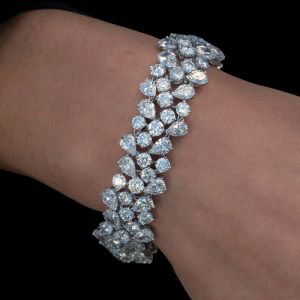 Round Cut White Sapphire Tennis Bracelet For Women