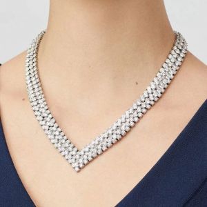 Chevron Round Cut White Sapphire Wedding Necklace For Women Next Jewelry