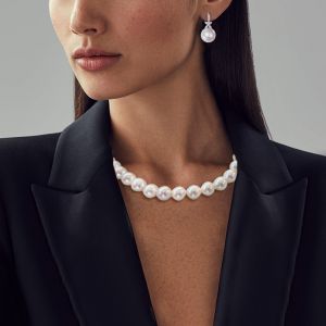 Round Pearl Necklace & Earrings Set For Women Next Jewelry