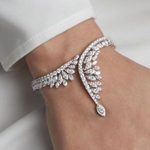 Halo Marquise Cut White Sapphire Jewelry Bangle Bracelet For Women