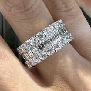 Eternity Round & Asscher Cut White Sapphire Wedding Band For Women