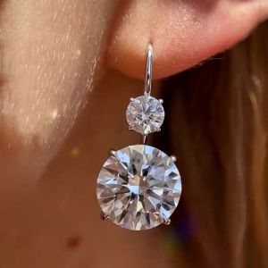 Round Cut White Sapphire Drop Earrings For Women