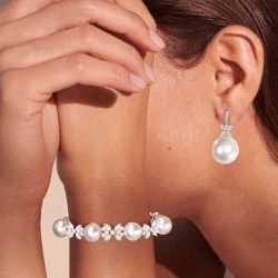 Marquise Cut Pearl Bracelet & Earrings Set For Women Next Jewelry