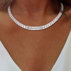 Emerald Cut Tennis Necklace