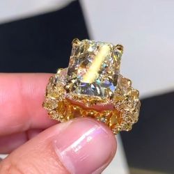 Golden Radiant Cut Yellow Sapphire Engagement Ring For Men Next Jewelry