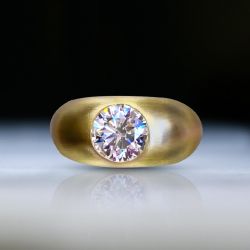 Solitaire Golden Round Cut Wedding Band