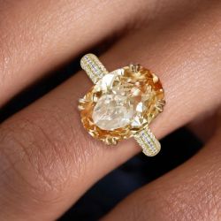 Golden Champagne Oval Sapphire Engagement Ring