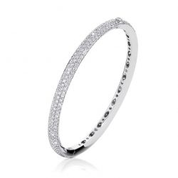 Elegant Pave Set Round Cut Bangle