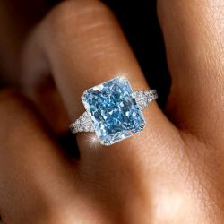 Split Shank Radiant Cut Blue Sapphire Engagement Ring