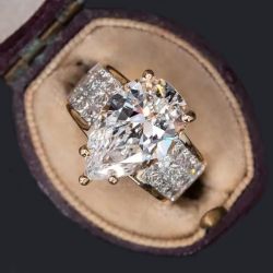 Golden Pave Shank Pear Cut Engagement Ring