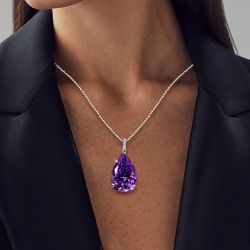 Pear Cut Amethyst Sapphire Pendant Necklace