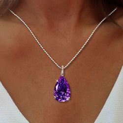 Pear Cut Amethyst Sapphire Pendant Necklace