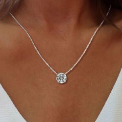 Classy Round Cut White Sapphire Pendant Necklace For Women Next Jewelry