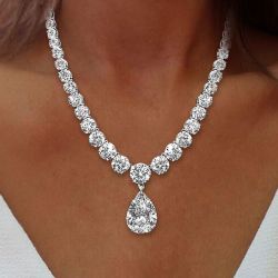 Classic Pear & Round Cut White Sapphire Pendant Necklace For Women Next Jewelry