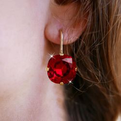 Golden Cushion Cut Garnet Sapphire Drop Earrings