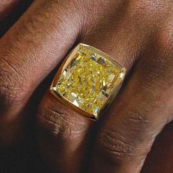 Fancy Golden Bezel Radiant Cut Yellow Sapphire Engagement Ring