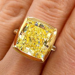 Fancy Golden Bezel Radiant Cut Yellow Sapphire Engagement Ring