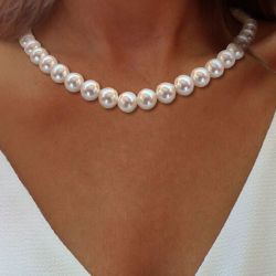 Classic Round Pearl Tennis Necklace For Women