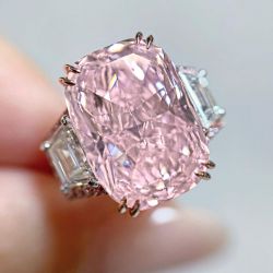 Two Tone Halo Cushion Cut Pink Sapphire Engagement Ring