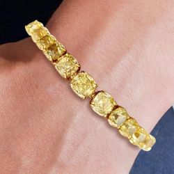 Golden Cushion Cut Yellow Sapphire Tennis Bracelet