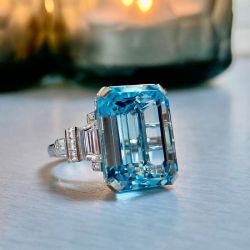 Fancy Cushion Cut Aquamarine Sapphire Engagement Ring