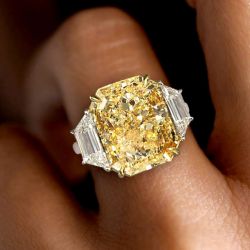 Classic Two Tone Radiant Cut Yellow Sapphire Engagement Ring